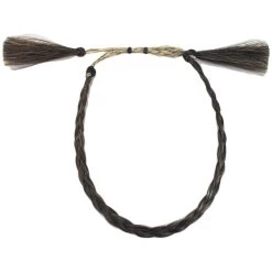 Solid Color Horse Hair Braid Double Tassel Hat Band - Brown