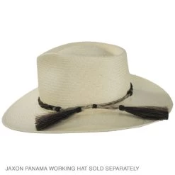 Solid Color Horse Hair Braid Double Tassel Hat Band - Brown -ChicHeadwear Haven 476063