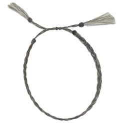 Solid Color Horse Hair Braid Double Tassel Hat Band - Gray