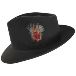 Stetson Downs Fur Felt Fedora Hat - Graphite -ChicHeadwear Haven 476309