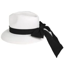 Back Bow & Tail Toyo Straw Safari Fedora Hat -ChicHeadwear Haven 477067