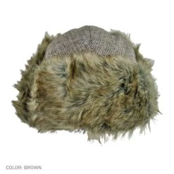Herringbone Wool Blend Trapper Hat