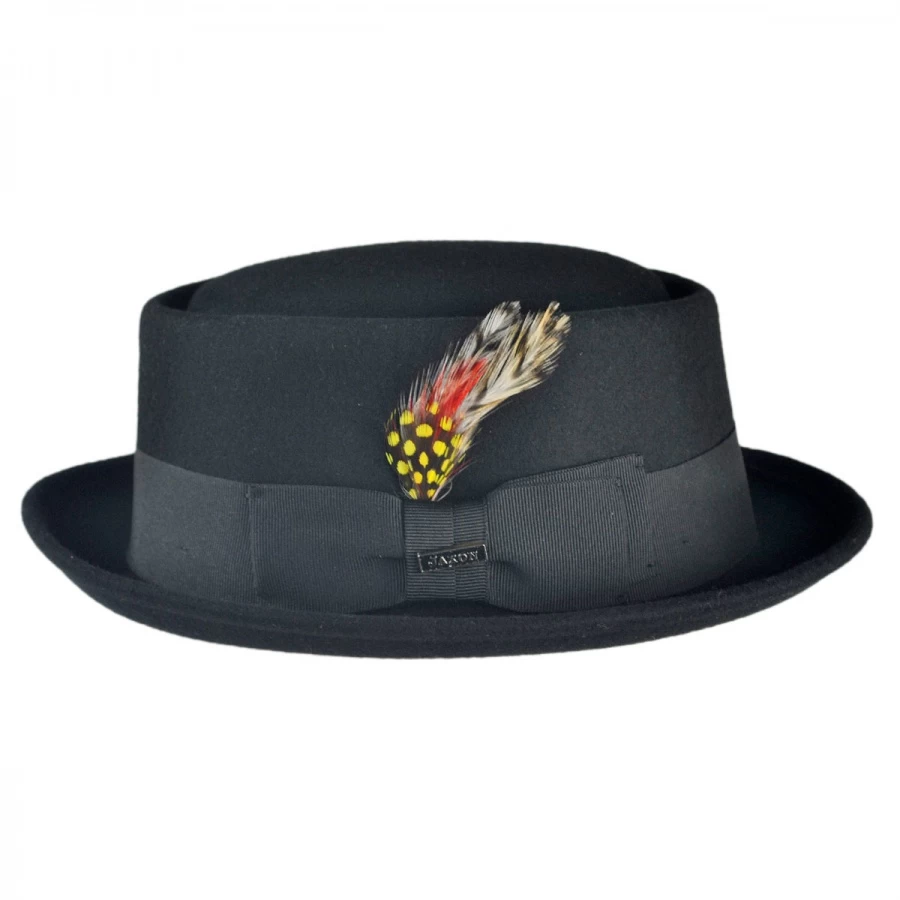 Wool Felt Pork Pie Hat - Black 5 Wool Felt Pork Pie Hat - Black - Image 3
