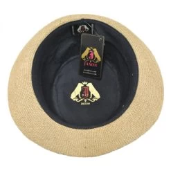 Jute Fabric C-Crown Trilby Fedora Hat -ChicHeadwear Haven 73634
